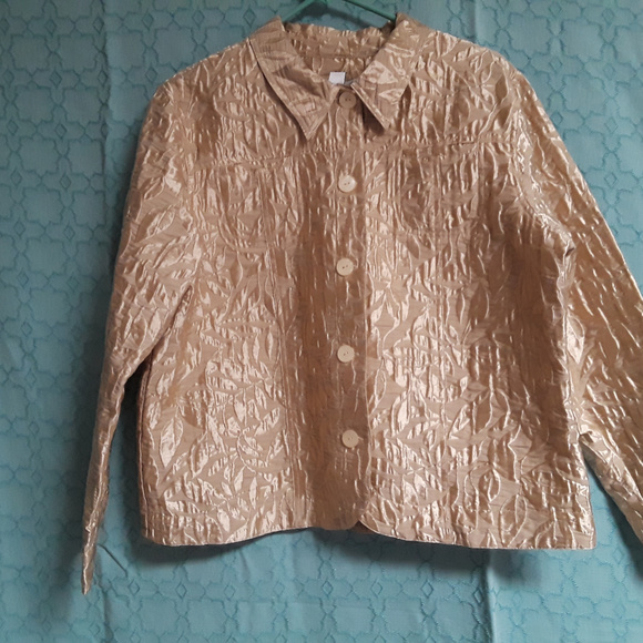 NWT Coldwater Creek gold raised texture shirt jacket PL (T-365) - Picture 2 of 6